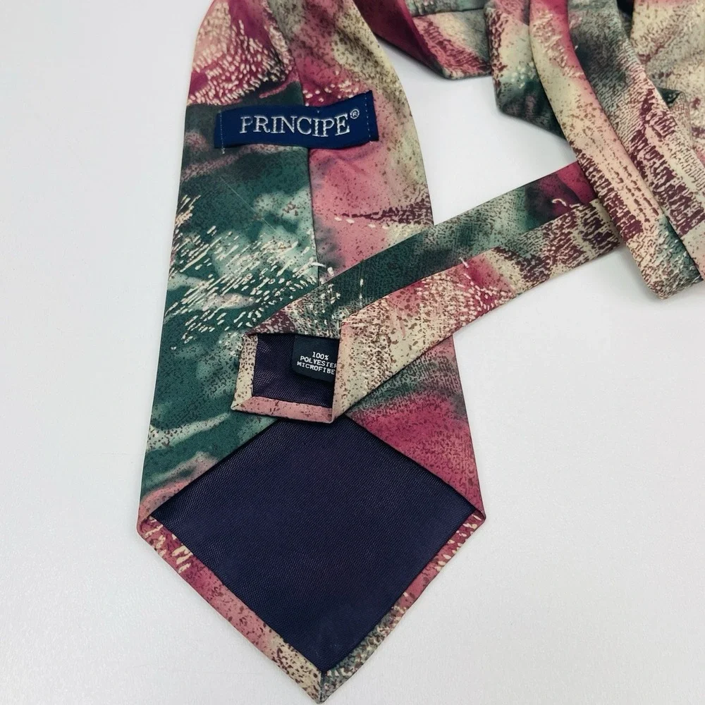 Vintage Principe‎ Tie Waterfloral Watercolor Floral Abstract Polyester 3.5
